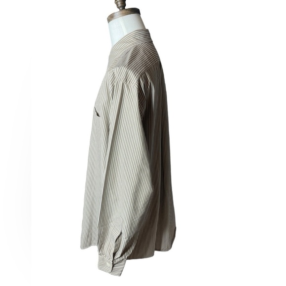 Brooks Brothers Men’s Collared Button Down taupe white Dress Shirt XL Neck 17.5 - Picture 2 of 9